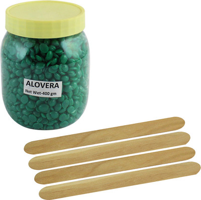 

Ear Lobe & Accessories loe Vera Flavored Depilatory Pearl Hair Removal Hot Wax Beans (400 gms) with 4 Wax Applicator(Set of 1)