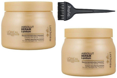 

Styling Hair Brush With Loreal Absolut Repair lipdium Hair Spa Pack Of 2(Set of 3)