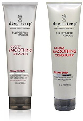 

Deep Steep Glossy Smoothing Shampoo And Glossy Smoothing Conditioner Bundle Sulfate-Free Haircare For Frizzy Unmanageable Hair 10 Fl Oz 295 Ml Each(295 ml)