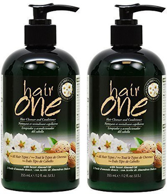 

Hair One Cleanser And Conditioner For All Types With Sweet Almond Oil 355Ml 12Oz Pack Of 2(355 ml)