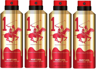 

Beverly Hills Polo Club Four Mustang Deo Deodorant Spray - For Men(700 ml, Pack of 4)