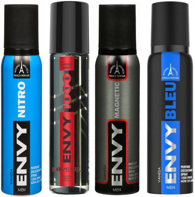

ENVY BLEU DEODORANT 120 ML+MAGNETIC DEODORANT 120 ML+1000 CRYSTAL DEODORANT 120 ML+NITRO DEODORANT 120 ML Deodorant Spray - For Men(120 ml, Pack of 4)