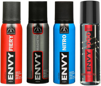 

ENVY MAGNETIC DEODORANT 120 ML+ 1000 CRYSTAL DEODORANT 120 ML+1000 CRYSTAL DEODORANT 120 ML+FIERY DEODORANT 120 ML Deodorant Spray - For Men & Women(120 ml, Pack of 36)