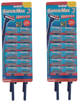 

Super Max Hattrick Triple Blade Disposable Razor Set of 24 (24 Razor, 24 Cartridges) Disposable Razor(Pack of 24)