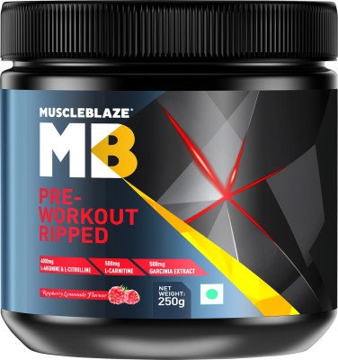 

MuscleBlaze Pre-Workout Ripped Nutrition Drink(250 g, Raspberry Lemonade Flavored)