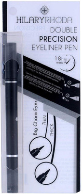 

Hilary Rhoda 18 Hours Stay Long Lasting Smudge Proof Waterproof Jet Black Double Precision Eyeliner Pen 1.2 ml(Black)
