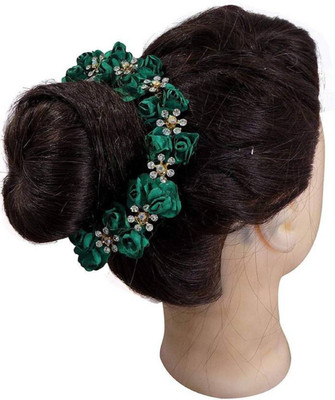 

BOXO Hair Accessories Gajra, Party Wear Hair Gajra For Women Wedding, Green Bun(Green)