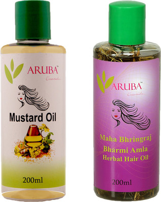 

Aruba Essentials Amla – Brahmi Hair Oil & Mustard Seed Cold Pressed Herbal Hair Oil (200 ml Each) Hair Oil(400 ml)