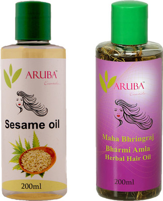 

Aruba Essentials Amla – Brahmi Hair Oil & Sesame Seed Cold Pressed Herbal Hair Oil (200 ml Each) Hair Oil(400 ml)