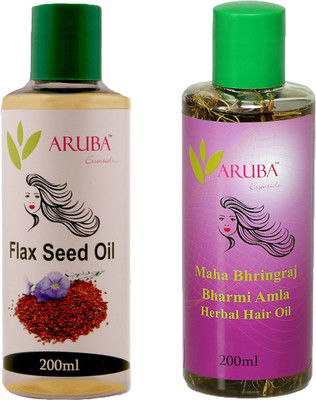 

Aruba Essentials Amla – Brahmi Hair Oil & Flax Seed Cold Pressed Herbal Hair Oil (200 ml Each) Hair Oil(400 ml)