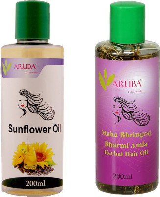 

Aruba Essentials Amla – Brahmi Hair Oil & Sunflower Cold Pressed Herbal Hair Oil (200 ml Each) Hair Oil(400 ml)