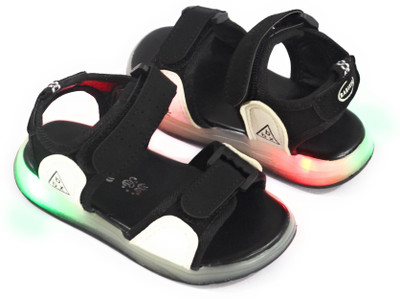 

FEETWELL Boys Velcro Sports Sandals(Black, Blk
