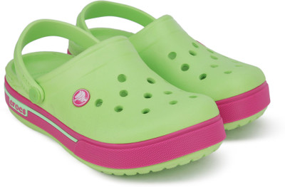 Crocs Girls Slip-on Clogs(Green, Neon green/viola
