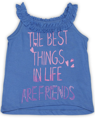 

United Colors of Benetton Girls Casual Cotton Top(Blue, Pack of 1, 1ak