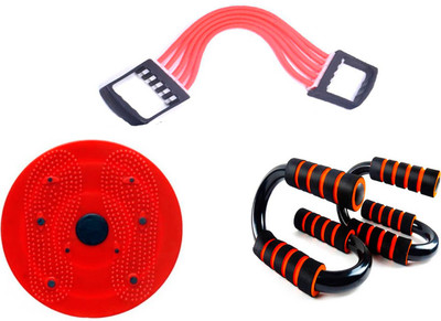 

ATTRACTIVE 5 Rubber Chest Expander With Tummy Twister And Push-up Stand Home Gym Kit