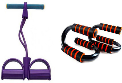 

ATTRACTIVE 2 Rubber Tummy Trimmer With Push-up Stand Home Gym Kit
