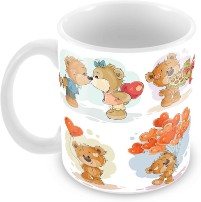 

Tuelip Printed Teddy Bear Designs Tea & Coffee Ceramic Mug(350 ml), Multicolor