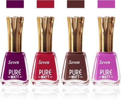 

Seven Nail Polish combo Set of 4 l purple falsa d magenta coffie brown(Pack of 4)