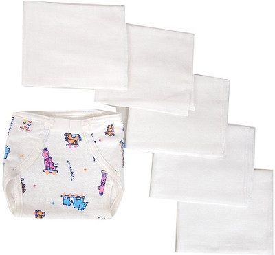 

Guru Kripa Baby Products Tiny Care Washable Dipper Cum Nappy With Highly Absorbent Cloth With 5 Thick Cotton Cloth Nappy Pads Fully Washable Reusable Dipper For 0 to 6 Months ( 5 pieces of nappy inner pads with 1 cozy nappy wear, White