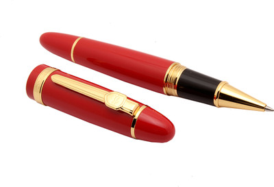 

LEDOS Jinhao Masterpiece Red Heavy Big Pen Gold Trim Gift for Office Roller Ball Pen