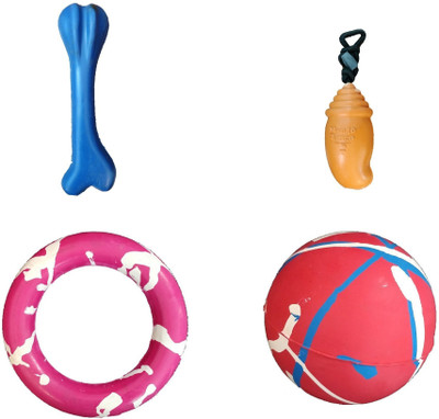 

Goofy Tails Love 'N CARE Chew Toy Combo (Bone+Ring+Ball+Tango) Rubber Chew Toy, Rubber Toy For Dog
