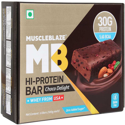 

MuscleBlaze Hi Protein Bar with 30g Protein & Zero Added Sugar Protein Bars(100 g, Choco Delight)