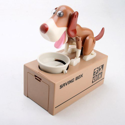 

Liberty Imports My Dog Piggy Bank - Robotic Coin Munching Toy Money Box Coin Bank(White, Brown)