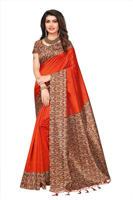 Rightshape Printed Mysore Art Silk Saree(Red)