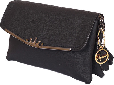 

Elprine Women Casual Black PU Sling Bag