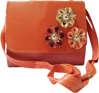 

shopping island Girls Casual, Evening/Party, Formal Orange, Red PU Sling Bag