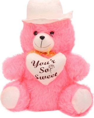 

A.P.TRADERS white cap & pink teddy bear 45cm - 18 inch(Pink)