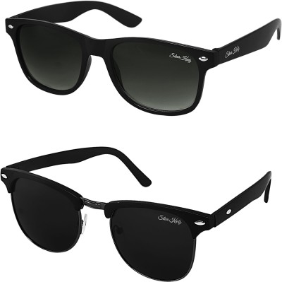 Silver Kartz Wayfarer Sunglasses(For Men & Women, Black)