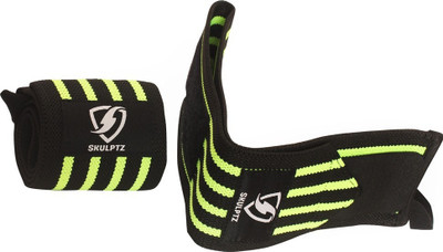

SKULPTZ Heavy Duty Gym Weight Training Cross Fit Powerlifting Wrist Wrap Support (PAIR) (Competition Grade) - Green Wrist Support(Green