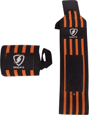 

SKULPTZ Heavy Duty Gym Weight Training Cross Fit Powerlifting Wrist Wrap Support (PAIR) (Competition Grade) - Orange Wrist Support(Orange