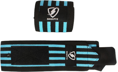 

SKULPTZ Heavy Duty Gym Weight Training Cross Fit Powerlifting Wrist Wrap Support (PAIR) (Competition Grade) - Blue Wrist Support(Blue