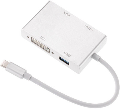 

lipiworld TV-out Cable 4 in 1 USB 3.1 Type-C to VGA/DVI/HDMI/USB Port Adapter(Silver, For Laptop)