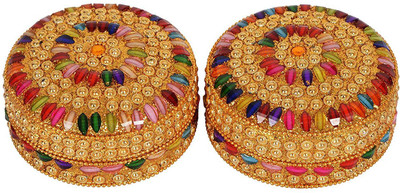 

Jaipuri Craft Decorative Handicraft Golden Jewelry Box Vanity Box(Golden)