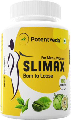 

potentveda Slimax weight Loss capsules Garcinia Cambogia, Green Coffee & Green Tea Extracts for Men & Women 60 Nos.(60 No)