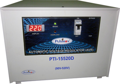 

PULSTRON PTI-15520D 15 KVA (90V-520V) Double/Single Phase Automatic Voltage Stabilizer for Mainline(Grey)