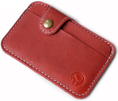 

RKPM Men Brown Genuine Leather Card Holder(2 Card Slots), Red