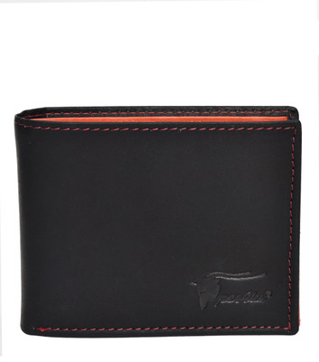 

peseta Men Black Genuine Leather Wallet(8 Card Slots)
