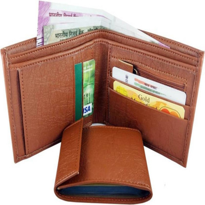 

SP Men Tan Artificial Leather Wallet(9 Card Slots)