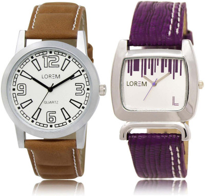 LOREM watch White Round Boy's & Girl's Leather Watch - For Men & Women