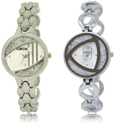 

LOREM OM-223-240 Designer White Round Girl's Metal Bracelet Watch - For Women