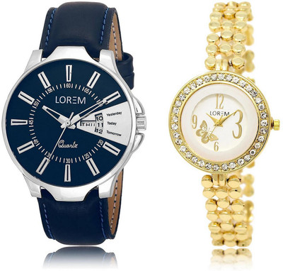 

LOREM 16-219 COMBO Multicolor Round Boy's & Girl's Metal Bracelet & Leather Watch - For Men & Women