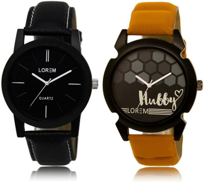 

LOREM SR-5-32 Attractive Black Round Boy's Leather Watch - For Men