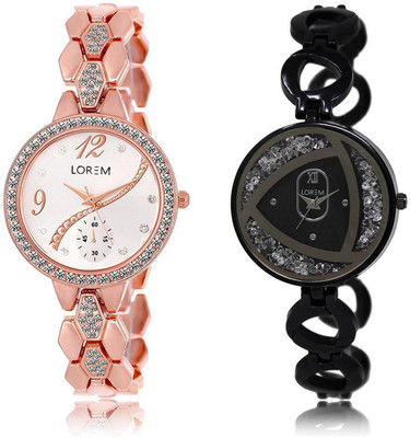 

LOREM watch-215-237 COMBO White Round Girl's Metal Bracelet Watch - For Women