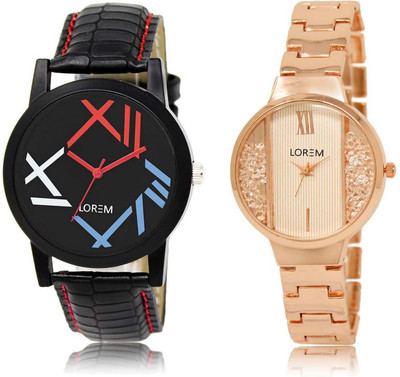 

LOREM OM-12-217 Designer Multicolor Round Boy's & Girl's Metal Bracelet & Leather Watch - For Men & Women