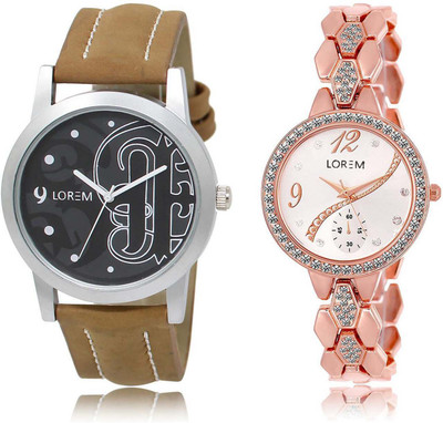 

LOREM watch14-215 Designer Silver & Black Round Boy's & Girl's Metal Bracelet & Leather Watch - For Men & Women