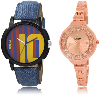 

LOREM -10-225 COMBO Multicolor Round Boy's & Girl's Metal Bracelet & Leather Watch - For Men & Women